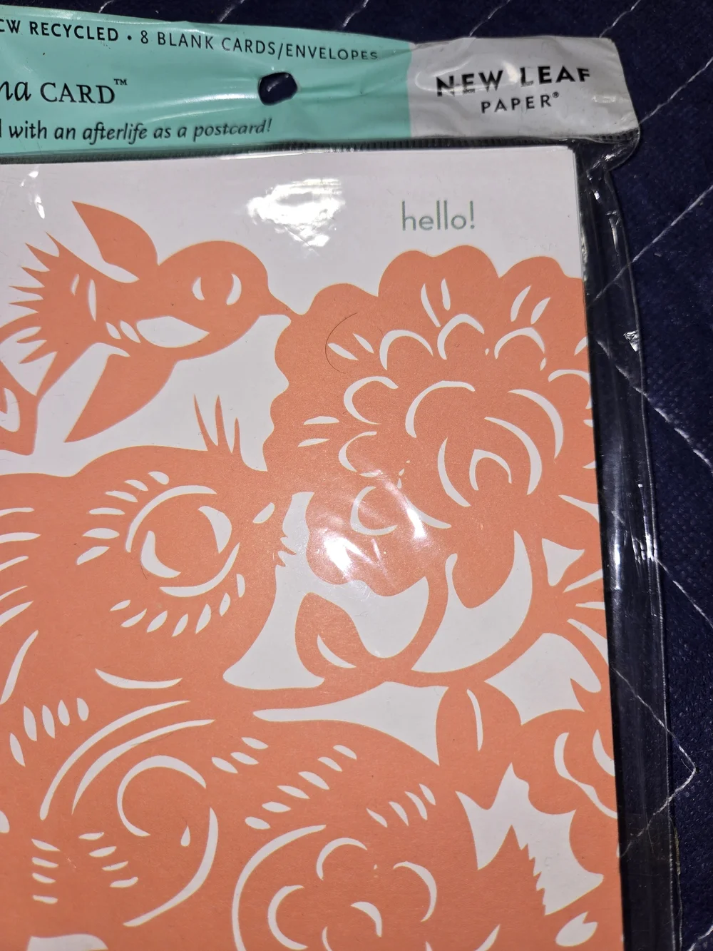 New Leaf Karma Card Orange Floral Hello Note Cards with Envelopes - Set of 8 NEW